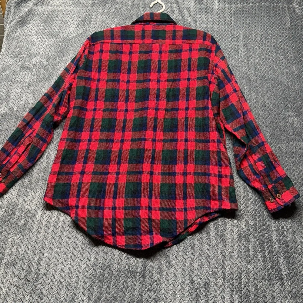 VTG Kmart Sportsman Shirt L Red Green Plaid Quilted Flannel Korea Made 70s 80s - Picture 6 of 9